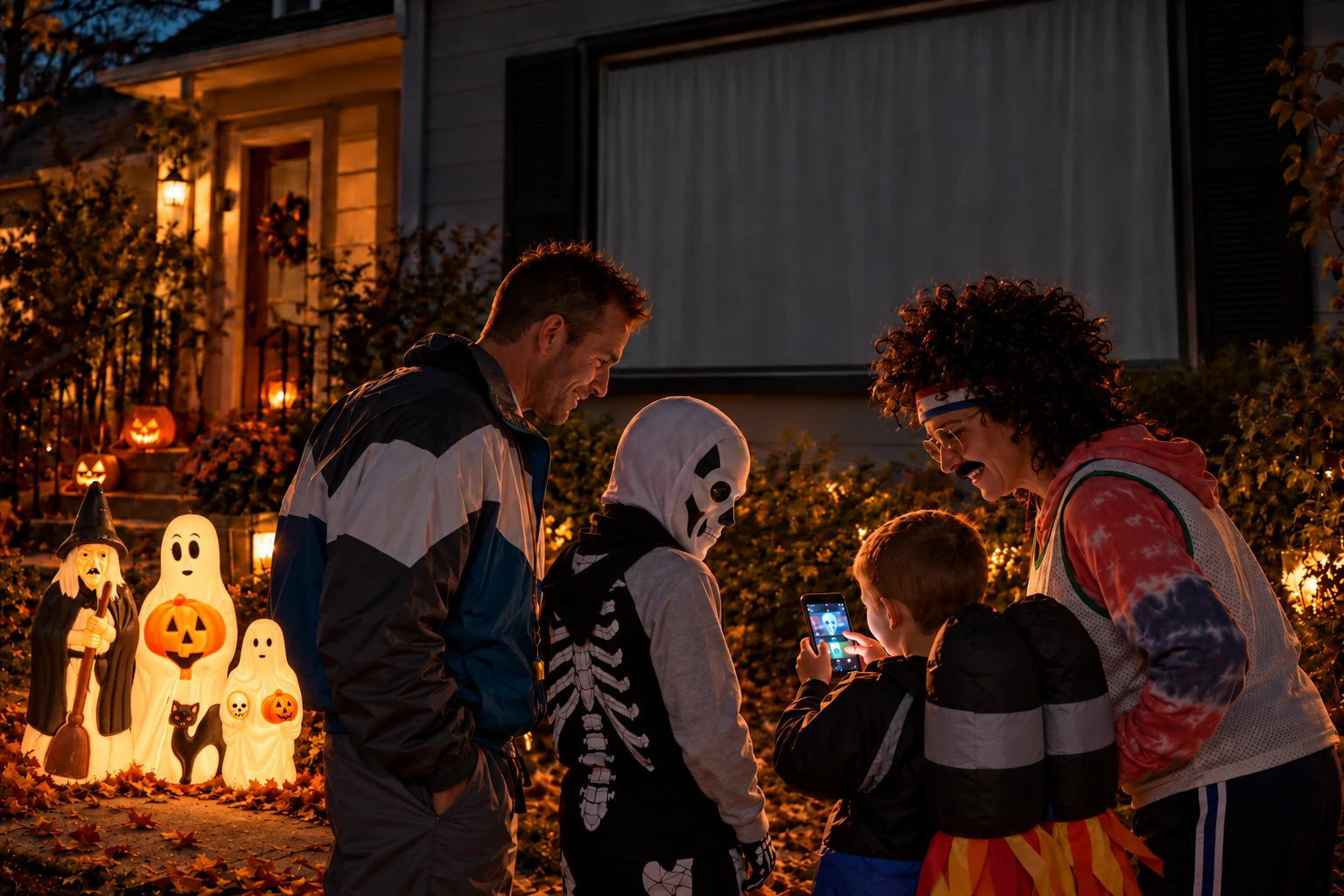 Boodio: a family directing projected Halloween artwork from a phone