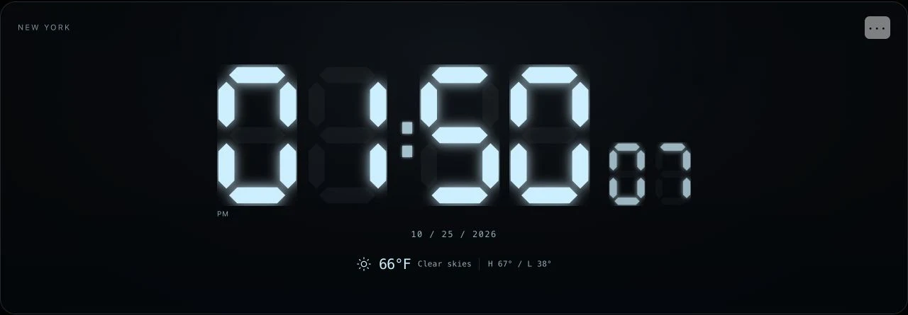 Ambient Clock with glowing LCD numerals, date and weather
