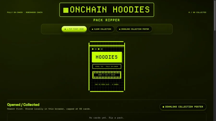 Onchain Hoodies Pack Ripper interface