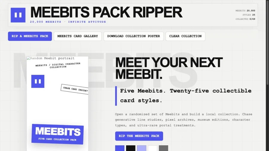 Meebits Pack Ripper interface