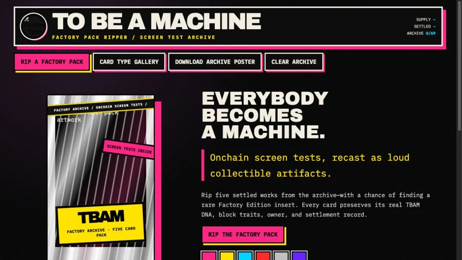 TBAM — To Be a Machine Pack Ripper interface