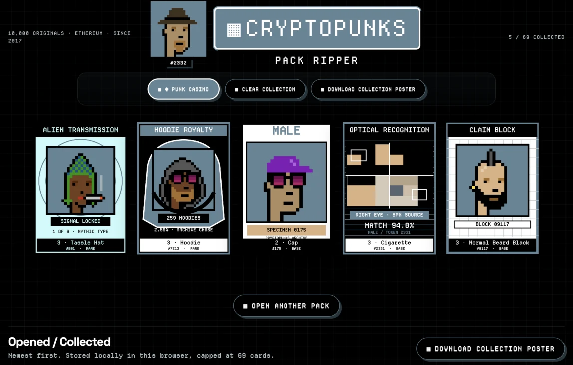 CryptoPunk Pack Ripper interface preview
