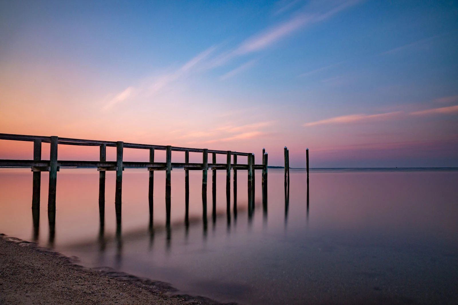 Pastel pier reflections