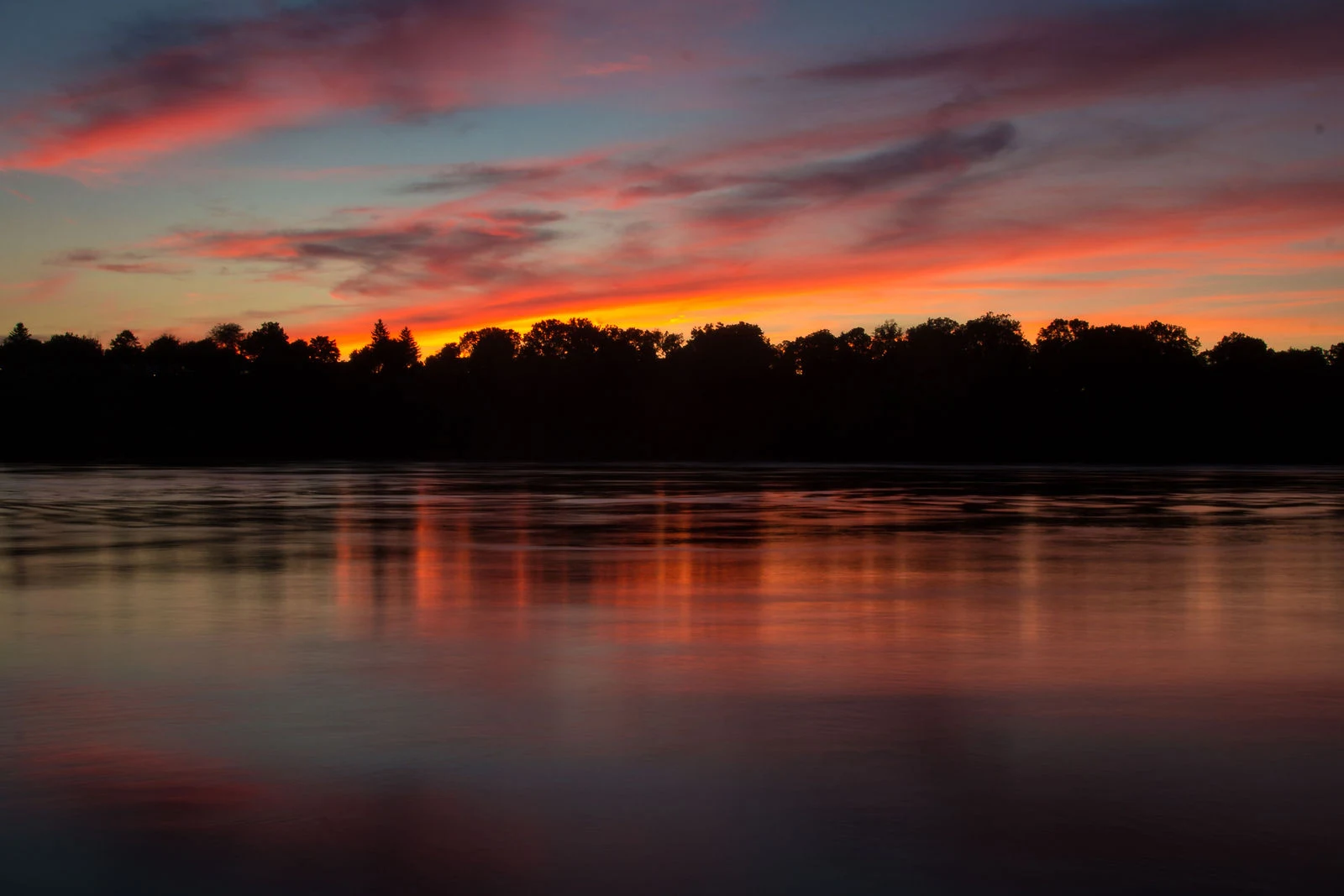 Red sunset reflections